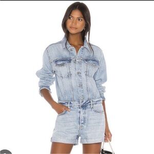 GRLFRND Renata Light Blue Denim Romper - Size Small